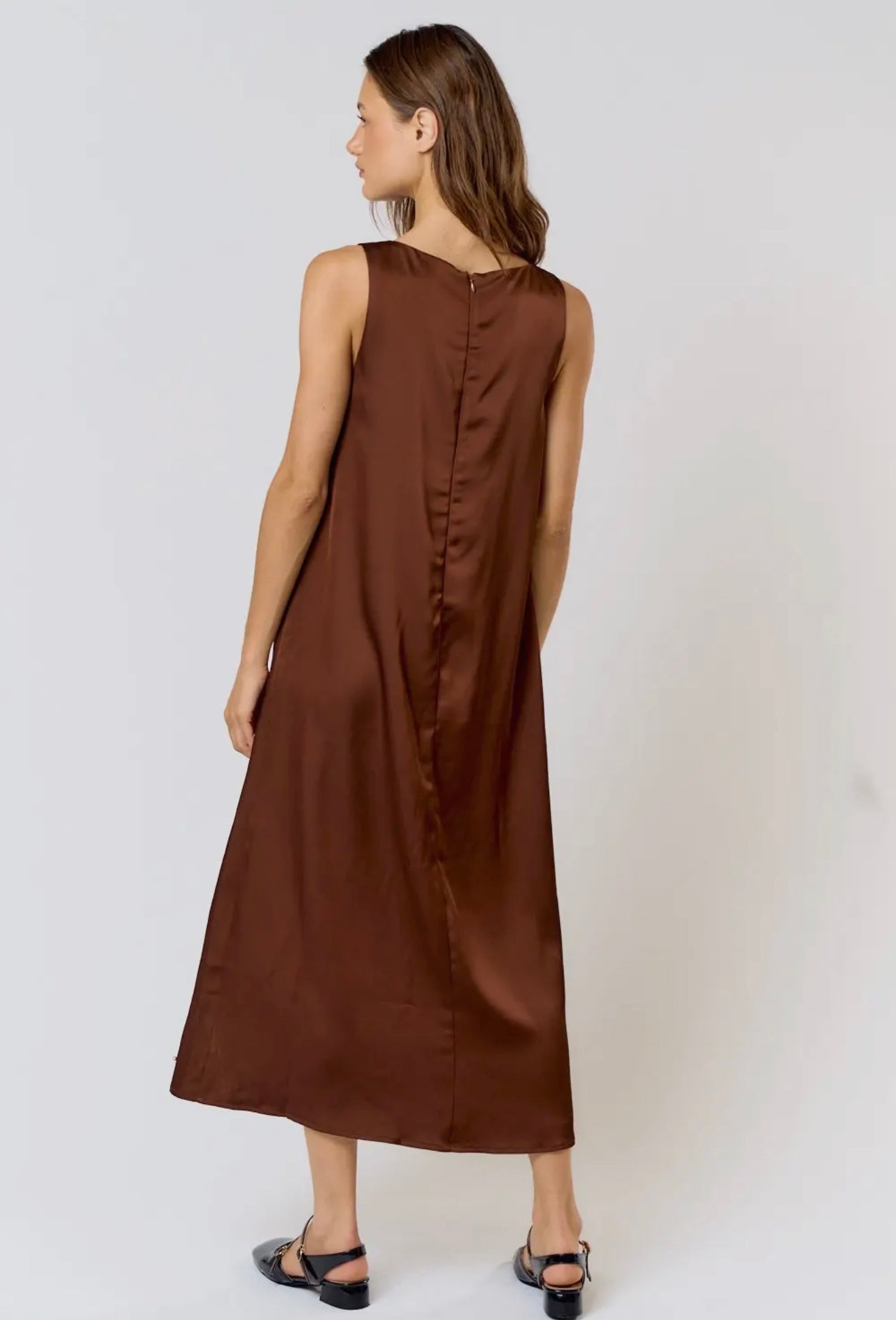 Rhinestone Detail Satin Midi Dress