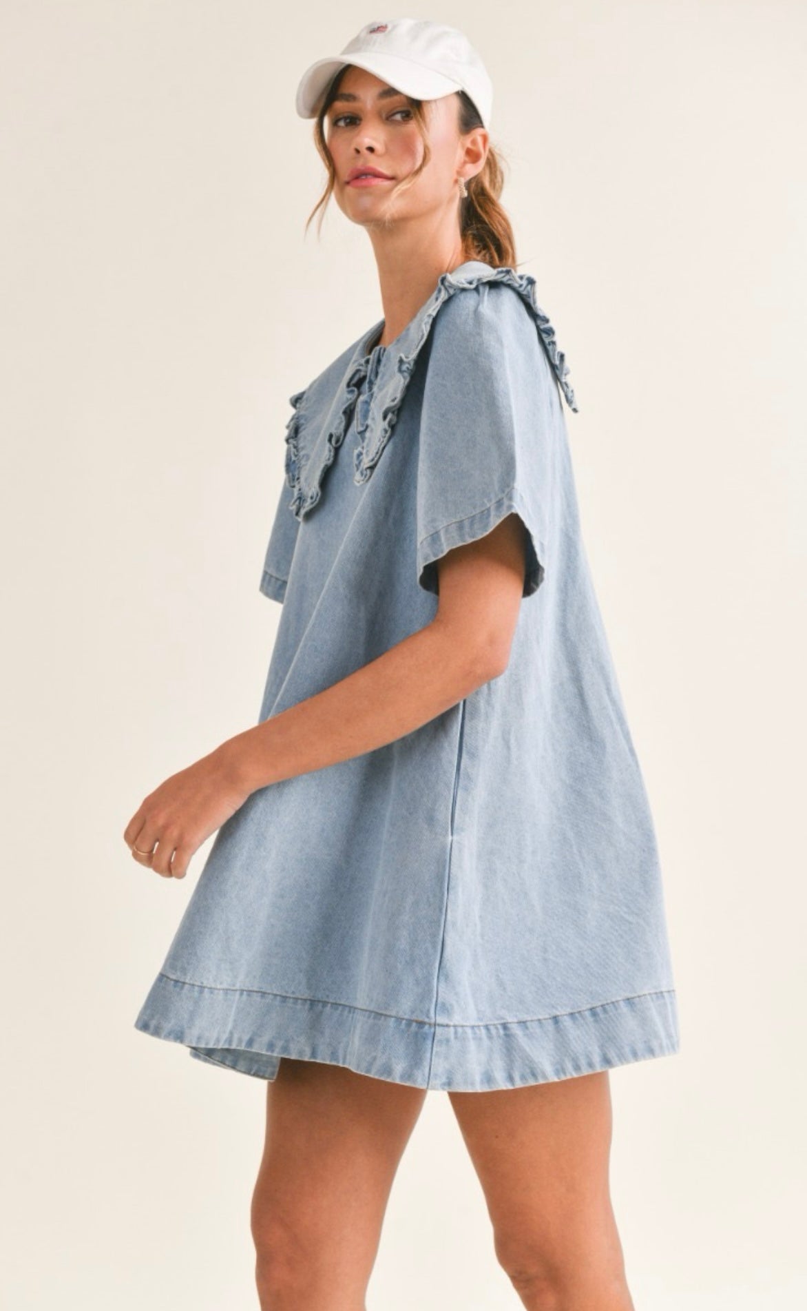 Peter Pan Collar Denim Mini Dress