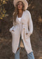 Cream Knit Mid Length Cardigan