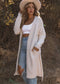 Cream Knit Mid Length Cardigan