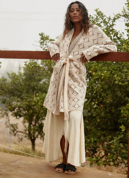 Western Diamond Belted Cardigan