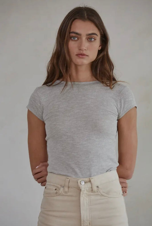 Short Sleeve Open Back Bodysuit