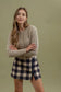 Crew Neck Pearl Button Down Knit Cardigan