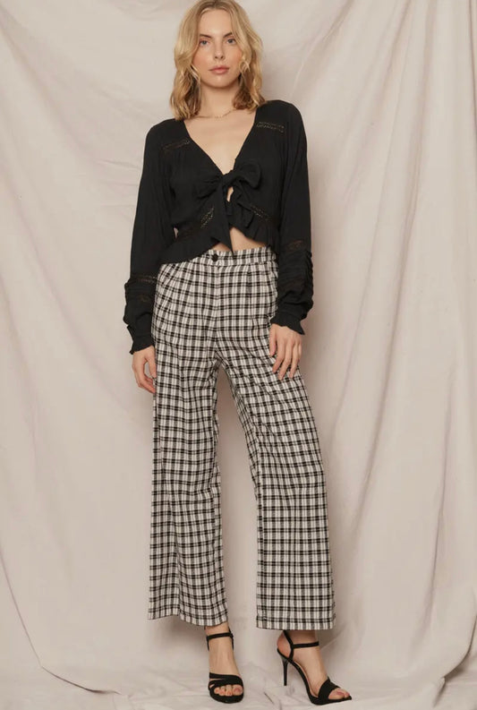 Plaid Wide Leg Pants