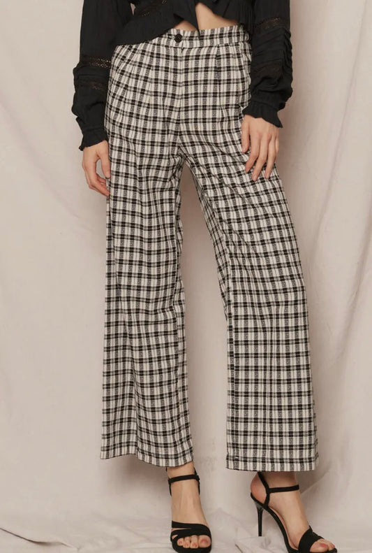 Plaid Wide Leg Pants