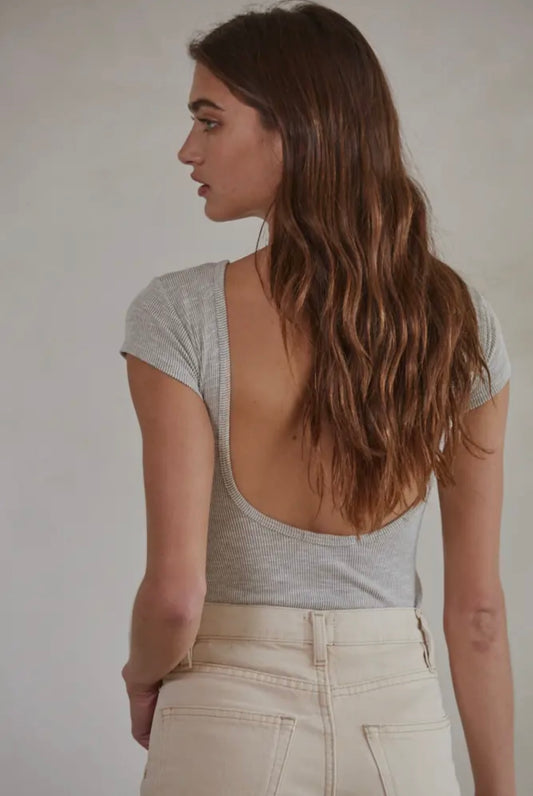 Short Sleeve Open Back Bodysuit