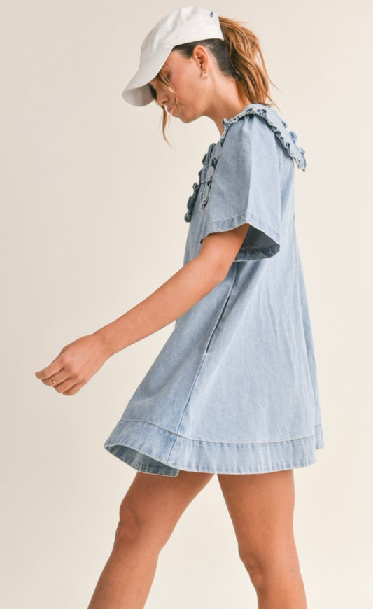 Peter Pan Collar Denim Mini Dress